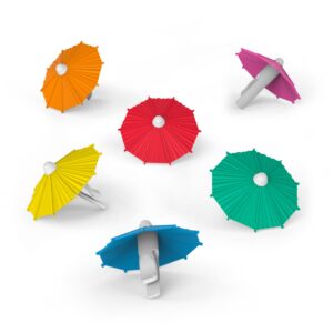 genuine fred my tai umbrella drink markers, set of 6, colorful silicone umbrellas to keep track of your drink, ideal for hostess gifts, beach houses, bachelorette parties, and white elephant parties