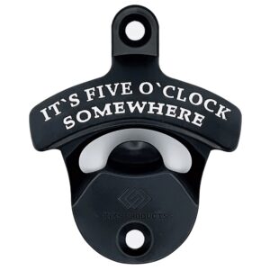 kiks products five o'clock somewhere wall-mounted bottle opener and cap catcher (it`s five o`clock)