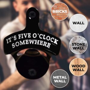 KiKS Products Five O'clock Somewhere Wall-Mounted Bottle Opener and Cap Catcher (It`s five o`clock)