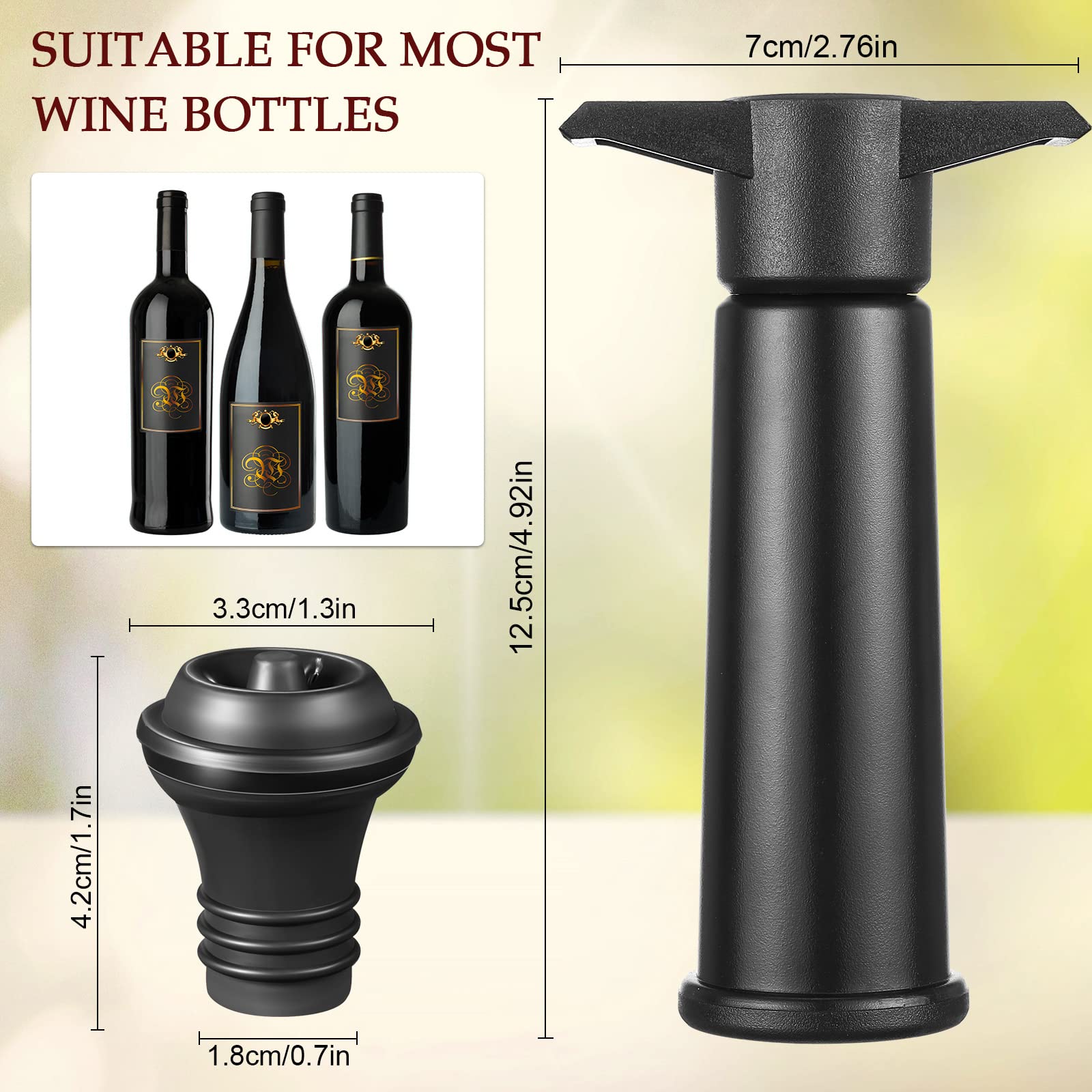 Wine Saver Practical Vacuum Wine Stopper Wine Preserver with Vacuum Pump Wine Keeper Wine Saver Pump for Kitchen Office Home Adult Party Favor Supplies, Black(18 Pieces)