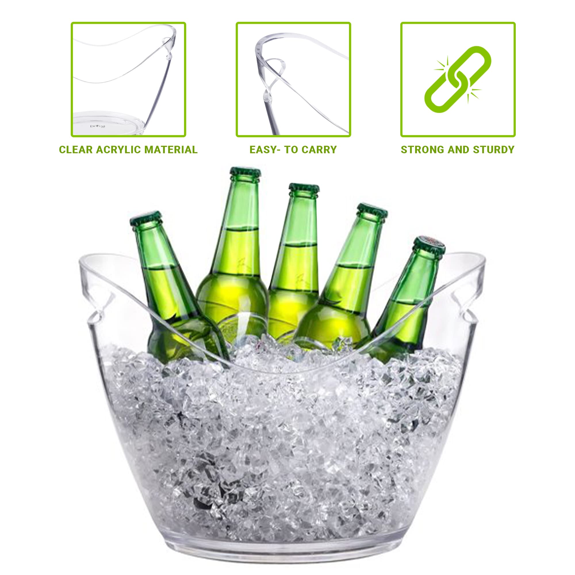 Ice Bucket Party Clear Acrylic Wine or Champagne Bottles Drinks Chiller (1, 8 Liter)