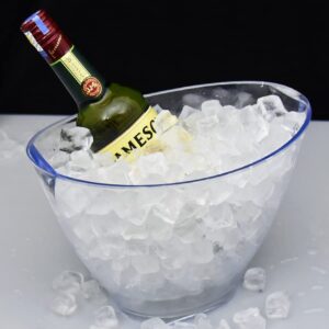 SOUJOY Ice Bucket, Acrylic Champagne Bucket for Party, 4 Liter Clear Oval Bar Ice Cooler Container, Beverage Storage Tub for Wine, Drink, Whisky, Champagne or Beer Bottles