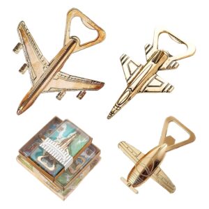 3-Piece Antique, Jet, and Passenger Airplane Bottle Opener Set for Aviation Enthusiasts Gifts for Pilot Airplane Decor Gift for Veteran Beer Bottle Openers in Gift Box