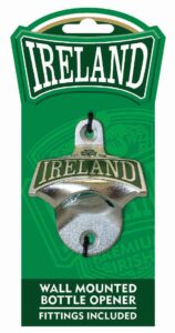 ireland college wall mounted bottle opener with green shamrock design