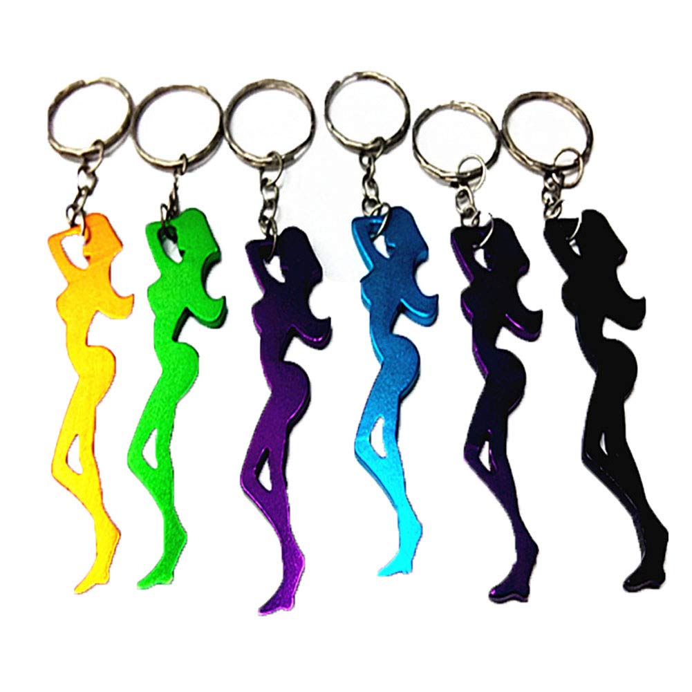 10pcs Multifunctional Sexy Beauty Shape Keychain Bottle Opener Bar Beer Bottle Opener Tool Accessories(Random Colors)