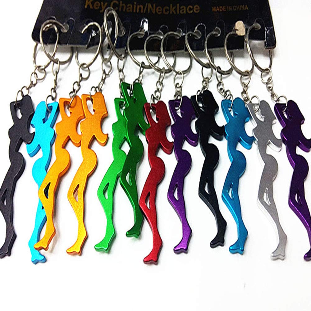 10pcs Multifunctional Sexy Beauty Shape Keychain Bottle Opener Bar Beer Bottle Opener Tool Accessories(Random Colors)