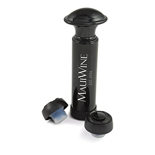 TRUE Renew: Wine Saver Pump and Wine Preserver with Wine Stoppers Vacuum Sealer Wine Pump and Wine Vacuum Bottle Stopper, set of 3, Black