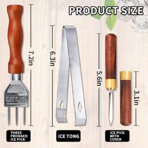 Ice Pick Stainless Steel Ice Crusher with Wooden Handle Ice Chipper Ideal for Breaking Ice Kitchen Tool 3 Pack