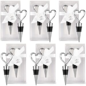 30 Pieces Heart Wine Stoppers Wedding Bridal Favor for Guests Silver Heart Wine Bottle Stoppers Heart Champagne Stoppers Wine Savers Metal Wine Cork Holder Plugs with Boxes for Wedding Party Gifts