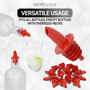 Esatto 50 Pieces Plastic Bottle Pourer or Liquor Spout Pourer - Versatile as a Drink Pourer, Alcohol Pourer Spouts and Syrup Easy Pourer Dispense - Easy Install, Durable, Professional Bar Tool