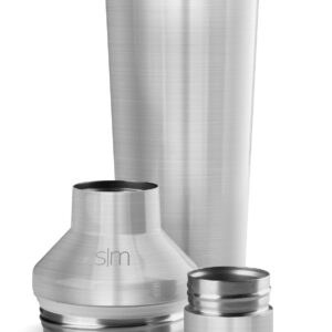 Simple Modern Cocktail Shaker Set with Jigger Lid | Stainless Steel Boston Shaker Insulated Martini Mixer for Mocktails | Gifts for Men Women Him Her | Classic Collection | 20oz | Simple Stainless