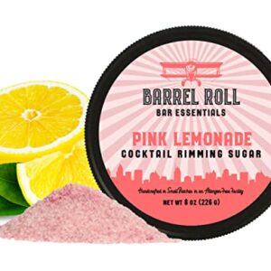 Barrel Roll Bar Essentials Cocktail Rimmers - Bartender Accessories, Finishing Sugar Garnish for Drinks, Glass Rimming Sugars - Natural Ingredients - Pink Lemonade Sugar Rimmer - 8 oz, 452 Servings