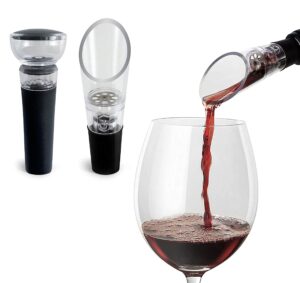 tenten labs wine aerator pourer and wine pump modern (2-pack) - wine stopper and wine saver - modern aerating spout and vacuum stopper - gift box included