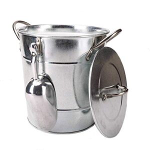 t586 4l silver metal galvanized double walled ice bucket set with lid and scoop