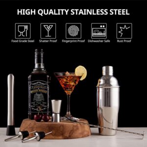 Mixology Bartender Kit: 20-Piece Bar Tool Set with Bamboo Stand, Martini Cocktail Shaker Set, Home Bartending Kit for Cool Drink Mixing Experience, Housewarming Gift