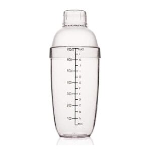 plastic shaker cocktail 700cc / 24 oz drink mixer with marks clear milk tea wine shaker bar mixing tool (24oz *1)