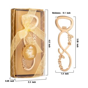 50 Packs Love Forever Bottle Opener Wedding Party Favors for Guest Souvenir Bridal Shower Return Present Birthday Party Decorations and Supplies (Gold)