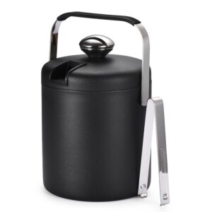 flybold small ice bucket for parties - ice bucket with lid for cocktail bar - double walled ice container - portable chiller bin basket - insulated wine buckets for indoor or outdoor - ice cube holder