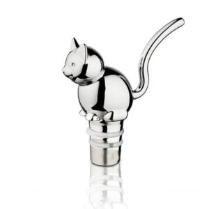 funny stainless steel wine stopper cat wine stopper for wine bottle cute, cat bottle stopper for wine lovers valentine's day decorative cat bottle stopper with silicone rubber fitting