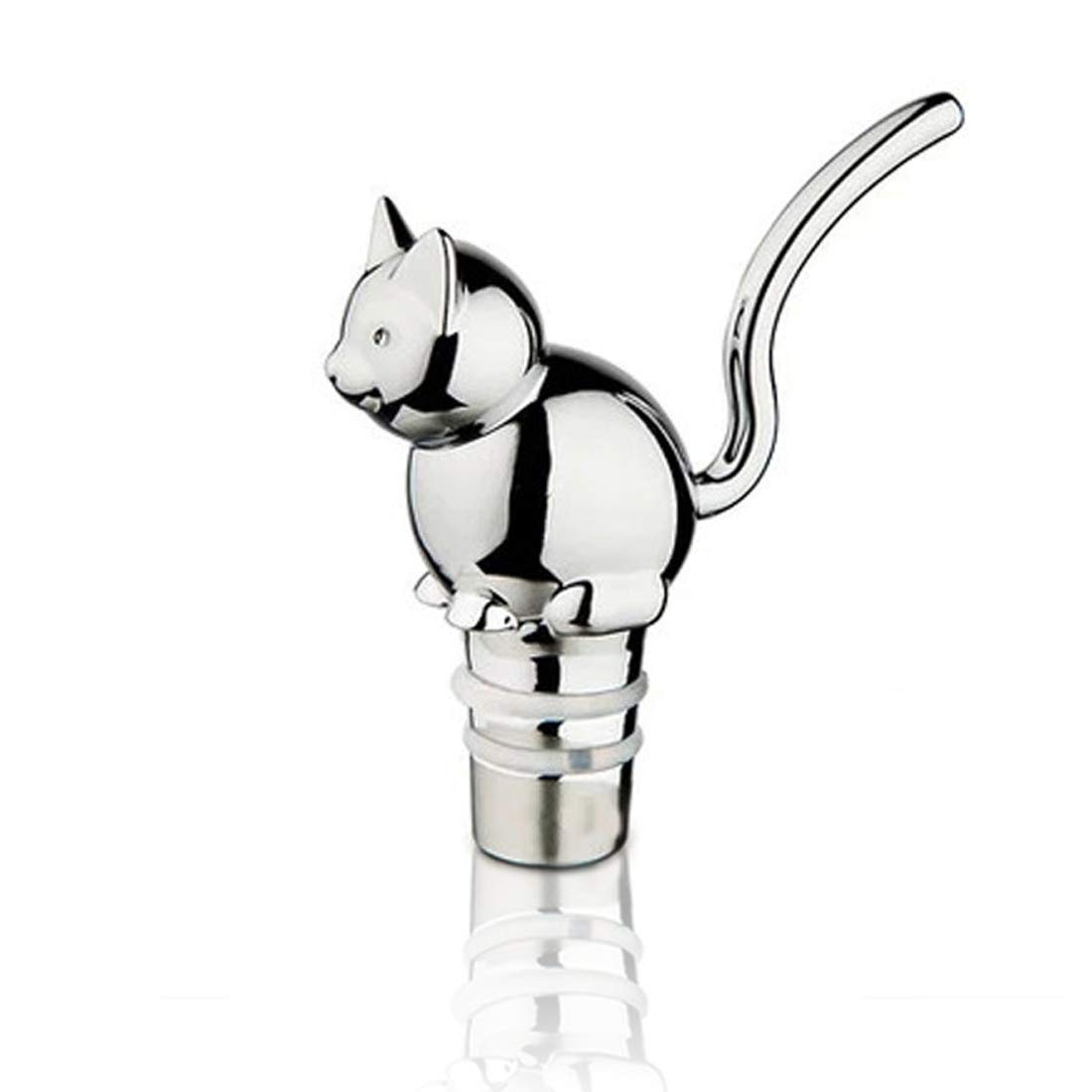 Funny Stainless Steel Wine Stopper Cat Wine Stopper for Wine Bottle Cute, Cat Bottle Stopper for Wine Lovers Valentine's Day Decorative Cat Bottle Stopper with Silicone Rubber Fitting