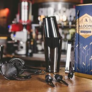 ALOONO 11-Piece Black Boston Cocktail Shaker Set Bartender Kit | Drink Mixer Bar Set | Cocktail Set Bar Accessories: Martini Shaker, Strainer, Jigger, Muddler, Spoon, & More