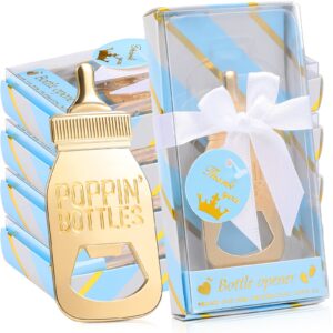 50 pieces bottle opener baby shower favor cute poppin bottles baby shower souvenirs for guest prize party winner boy or girl gender reveal party thank you present party decoration supplies (blue box)