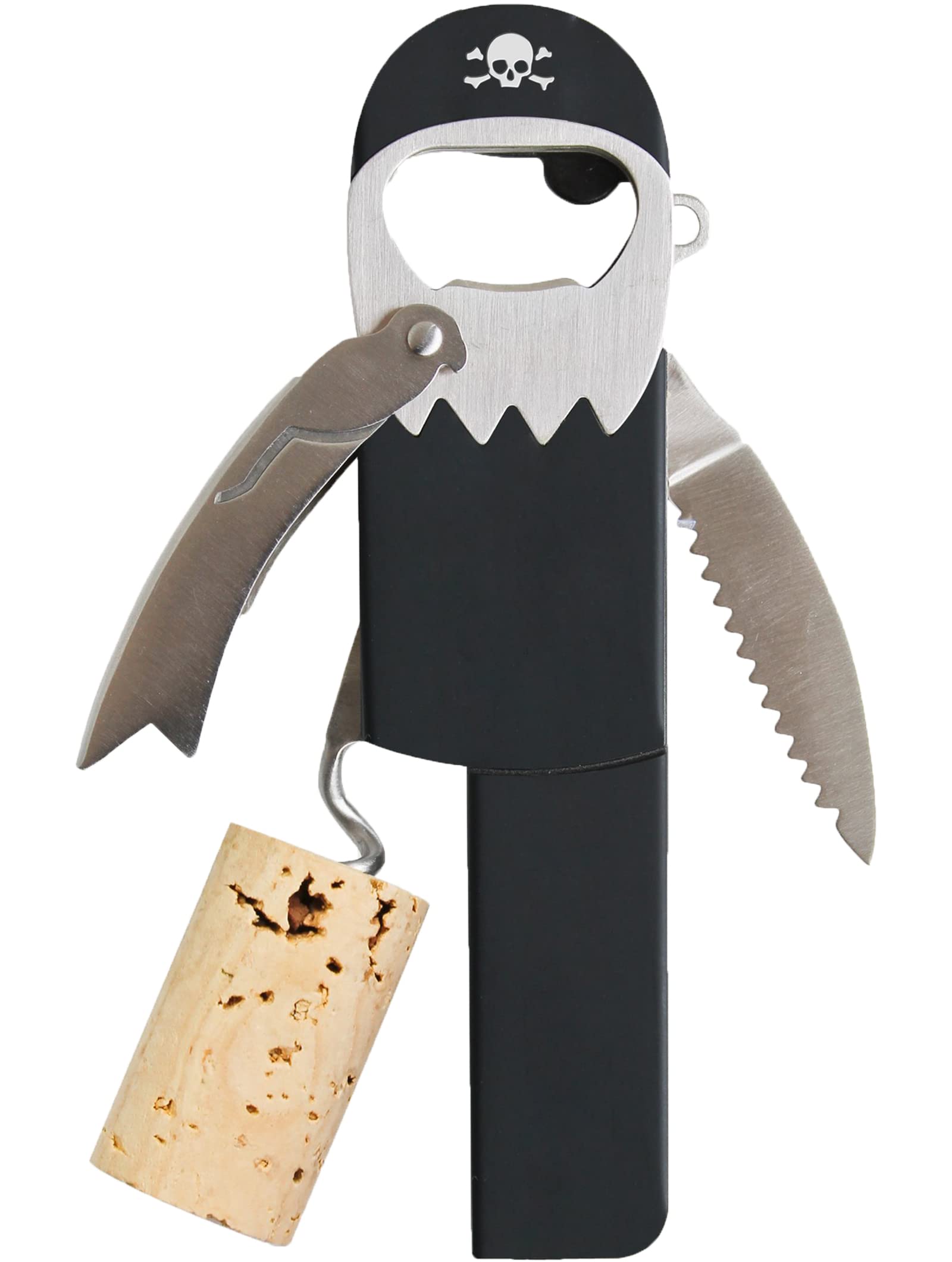 Suck UK Pirate Bottle Opener | Novelty Corkscrew Wine Opener & Beer Bottle Opener | Wine Opener & Keychain Bottle Opener