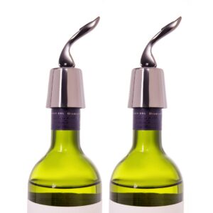 2-PACK Wine Bottle Stopper, Plug with Silicone, Wine Saver, Keeps Wine Fresh, Best Wine Gift For Wine Lovers (Stainless Steel)