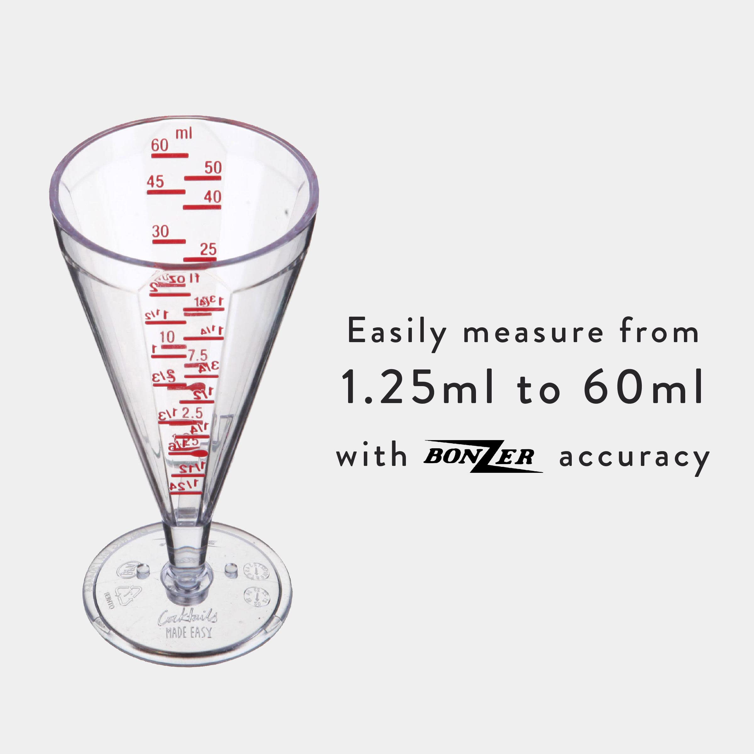 Easy Jigger® Spirit Measure by Difford’s Guide and Bonzer | Cocktail Jigger Spirit Measures (25ml, 50ml, 60ml) for Unbeatable Accuracy| Single or Double Shot Alcohol Measure