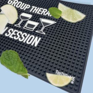 Group Therapy is In Session 17.7" x 11.8" Funny Bar Spill Mat Rail Countertop Accessory Home Pub Decor Slip Resistant Durable Thick Bar Covering for Craft Brewery Kitchen Cafe and Restaurant Accessory