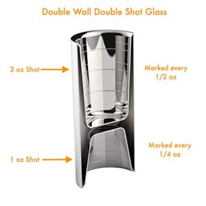 Outset Bartending Tool, Double Wall Cocktail Measuring Jigger, 2 in 1, 1oz and 2 oz, Stainless Steel