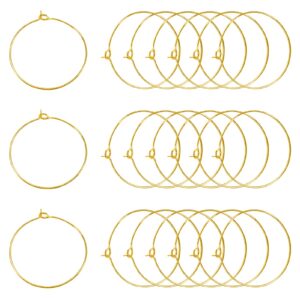 toaob 100pcs wine glass charm rings 25mm gold plated open earring beading hoop party favor