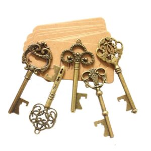 AYAOQIANG Wedding Favors Skeleton Key Bottle Opener with Escort Card Tag and Key Chains for Guests Party Favors Rustic Decoration (Bronze 75pcs)…