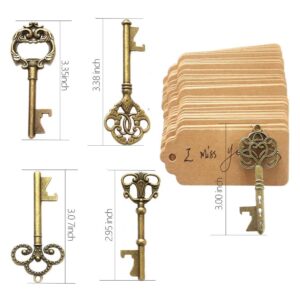 AYAOQIANG Wedding Favors Skeleton Key Bottle Opener with Escort Card Tag and Key Chains for Guests Party Favors Rustic Decoration (Bronze 75pcs)…