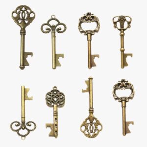 AYAOQIANG Wedding Favors Skeleton Key Bottle Opener with Escort Card Tag and Key Chains for Guests Party Favors Rustic Decoration (Bronze 75pcs)…