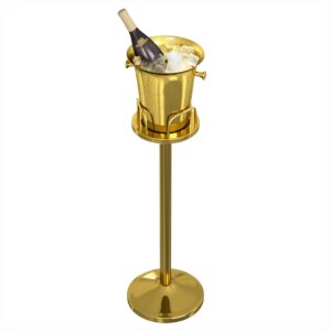 ice bucket with stand christmas stainless steel standing ice bucket ice cube container, wine bucket on stand gold champagne ice bucket for wine beer ktv club bar bbq party wedding, 12ib 5l (91cm,gold