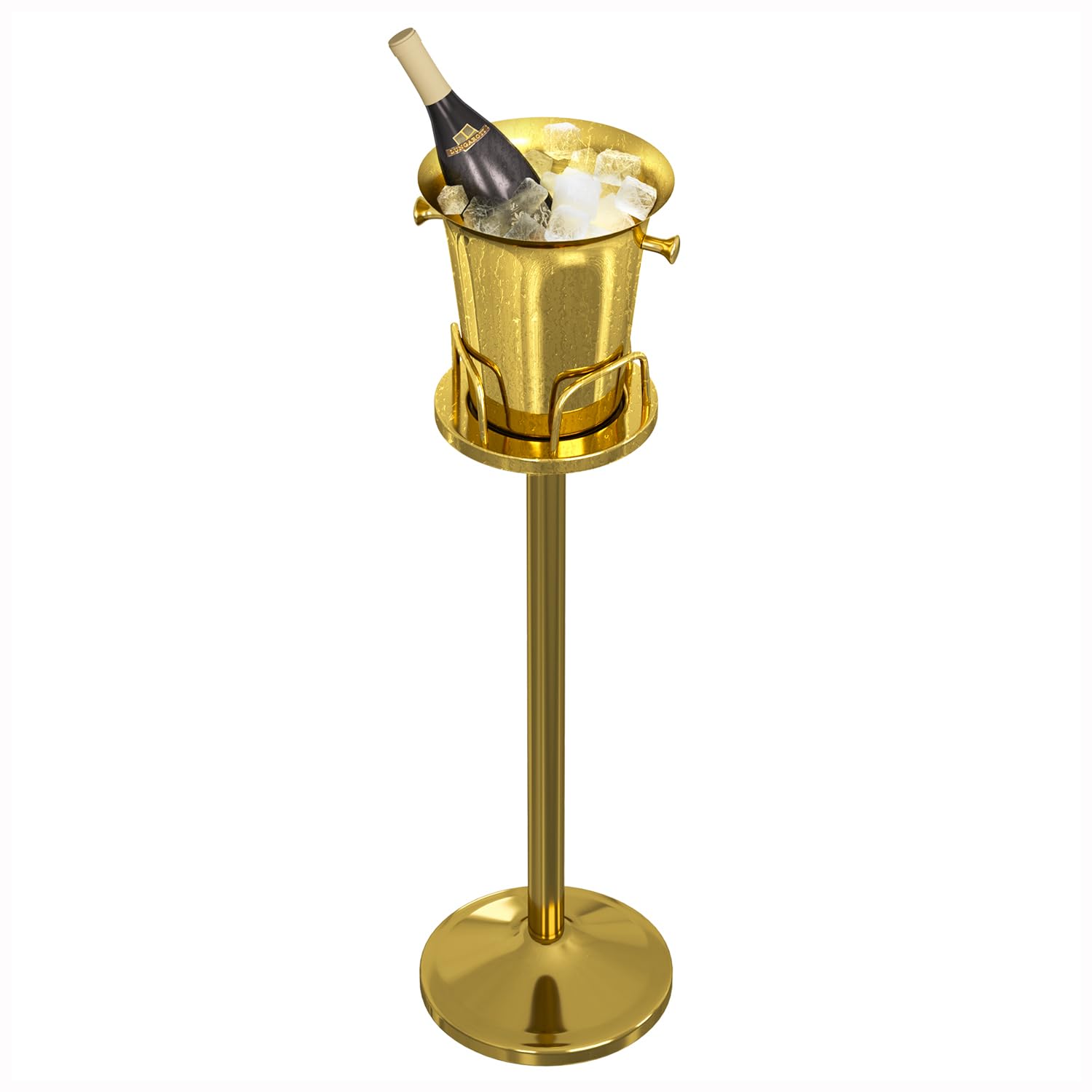 Ice Bucket with Stand Christmas Stainless Steel Standing Ice Bucket Ice Cube Container, Wine Bucket on Stand Gold Champagne Ice Bucket for Wine Beer KTV Club Bar Bbq Party Wedding, 12ib 5L (91cm,gold