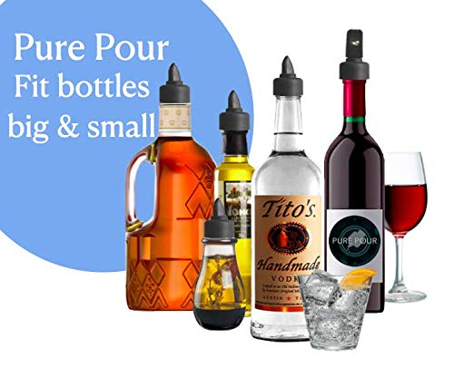 Universal Liquor Pourers with Rubber Dust Caps for Alcohol Bottles, Olive Oil, Syrup, Balsamic Vinegar and More (10 Pack of Pour Spouts)