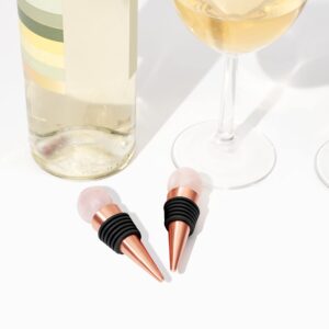 rose gold silicone wine stopper - wine bottle stopper with pink gemstone, reusable wine corks, wine preserver wine saver keep wine fresh, wine accessories gifts for wine lovers, wedding favors, 2 pack