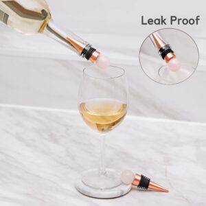 Rose Gold Silicone Wine Stopper - Wine Bottle Stopper with Pink Gemstone, Reusable Wine Corks, Wine Preserver Wine Saver Keep Wine Fresh, Wine Accessories Gifts for Wine Lovers, Wedding Favors, 2 Pack