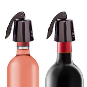 2-pack wine bottle stopper, plug with silicone, wine saver, keeps wine fresh, best wine gift for wine lovers (black)