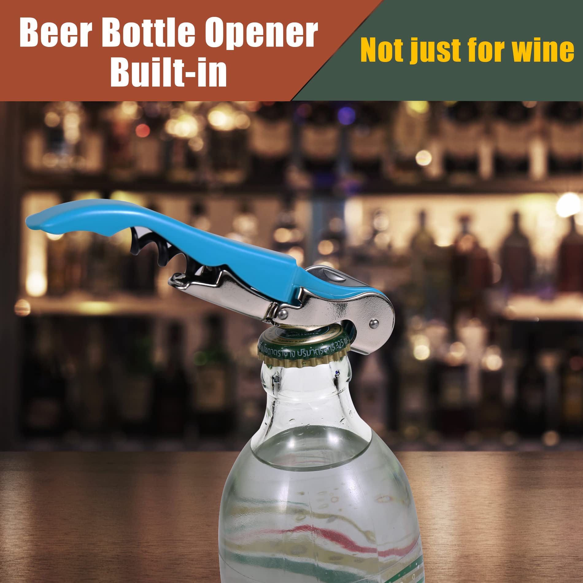 SIVERMISE Waiters Corkscrew, Wine Bottle Opener, Wine Key, Multi-Functional All-in-1(Multi-Color, Pack of 4)