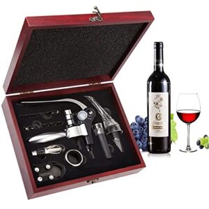 smaier wine opener,wine bottle opener, wine accessories areator wine opener kit, red wine corkscrew set with wood case,wine gift with luxury packaging