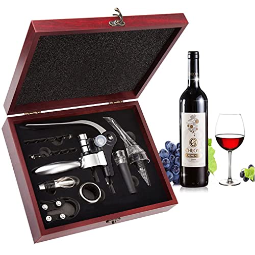 Smaier Wine Opener,Wine Bottle Opener, Wine Accessories Areator Wine Opener Kit, Red wine Corkscrew Set with Wood Case,Wine Gift with Luxury Packaging