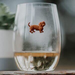 Simply Charmed Dog Wine Charms or Magnetic Glass Markers for Stemless Glasses - Great Birthday or Hostess Gift for Dog Lovers - Set of 6 Cute Puppy Glass Identifiers