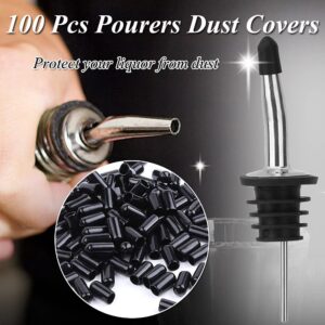 100 Pcs Pourers Dust Covers，liquor spout covers, Dispenser Spout Dust Rubber Caps for Olive Oil Liquor Bottles, Black (Black)