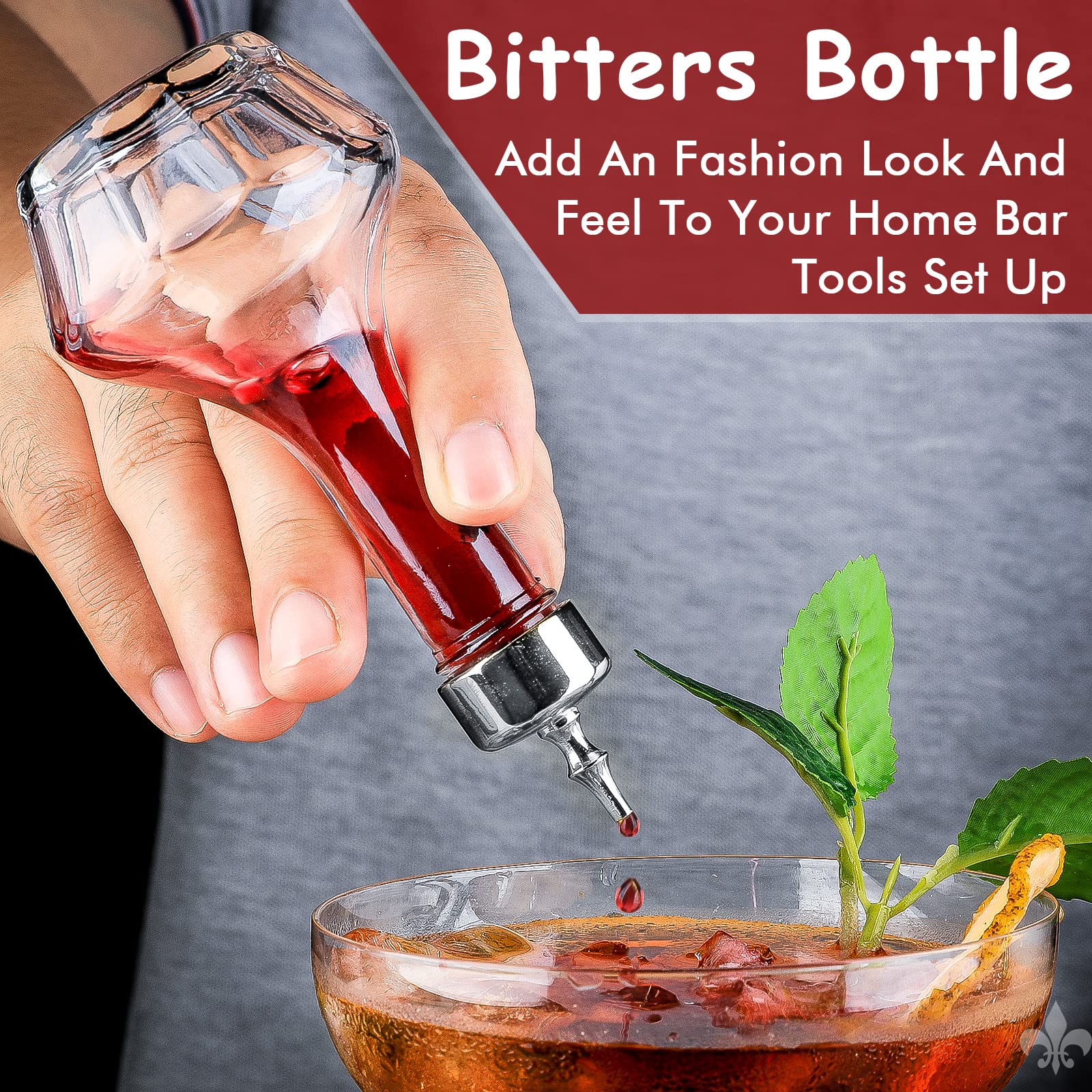 LINALL Bitters Bottle Set of 6-50ml Glass Dash Bottle with Dasher Top, Professional Bar Tool for Making Cocktails