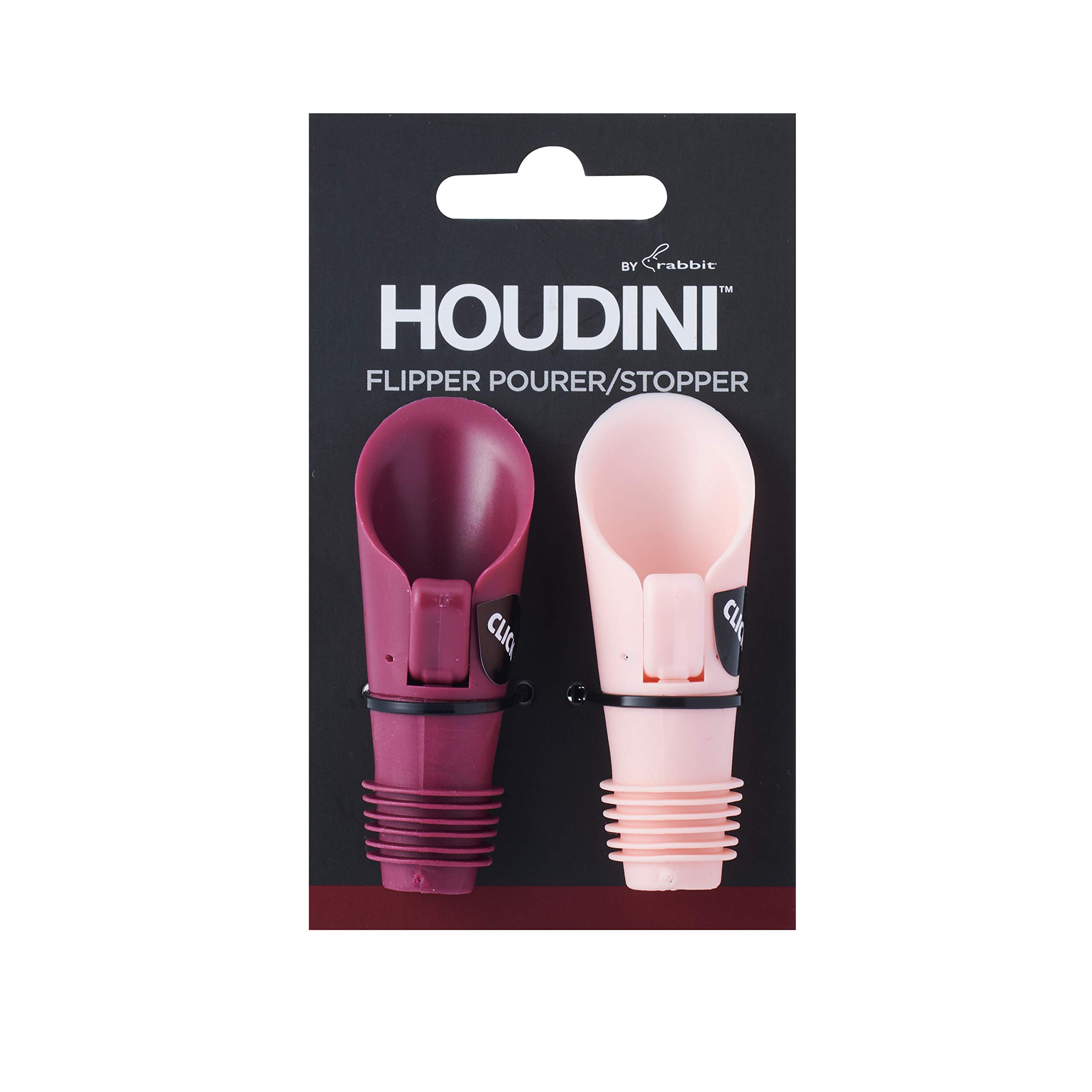 Houdini Flipper Wine Pourer Bottle Stoppers, Set of 2, Assorted Colors