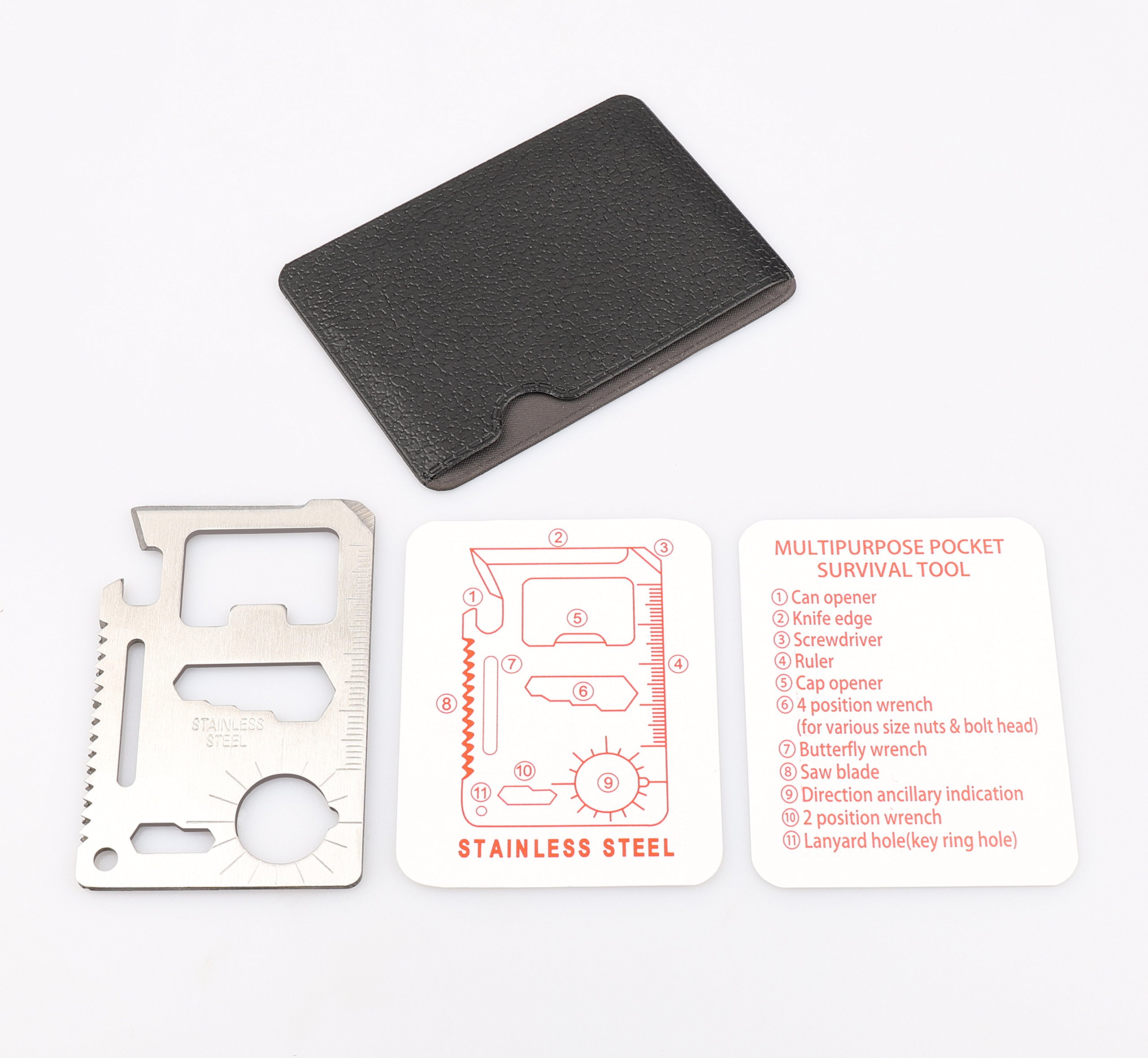 Stainless Steel 11 in 1 Beer Opener Survival Card Tool Fits Perfect in Your Wallet (10 pack)