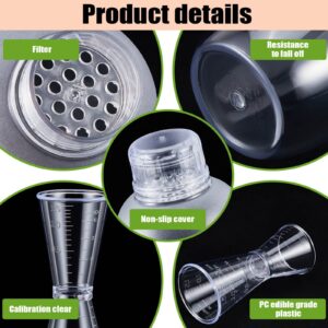 8 Pcs Plastic Cocktail Shaker Set 6 Pcs 24 oz Drink Shaker 2 Pcs Double Measuring Jigger Clear Plastic Shaker Bottle Tea Drink Mixer Cocktail Measuring Cup for Kitchen Bar Party Tools